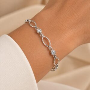 Pulseira Banhada a Prata Navete