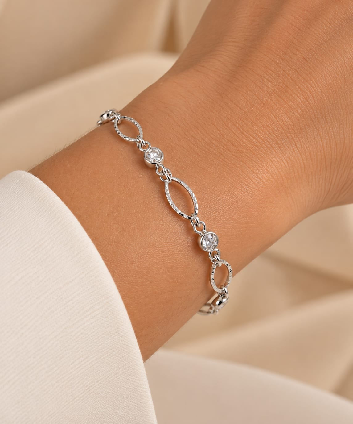 Pulseira Banhada a Prata Navete