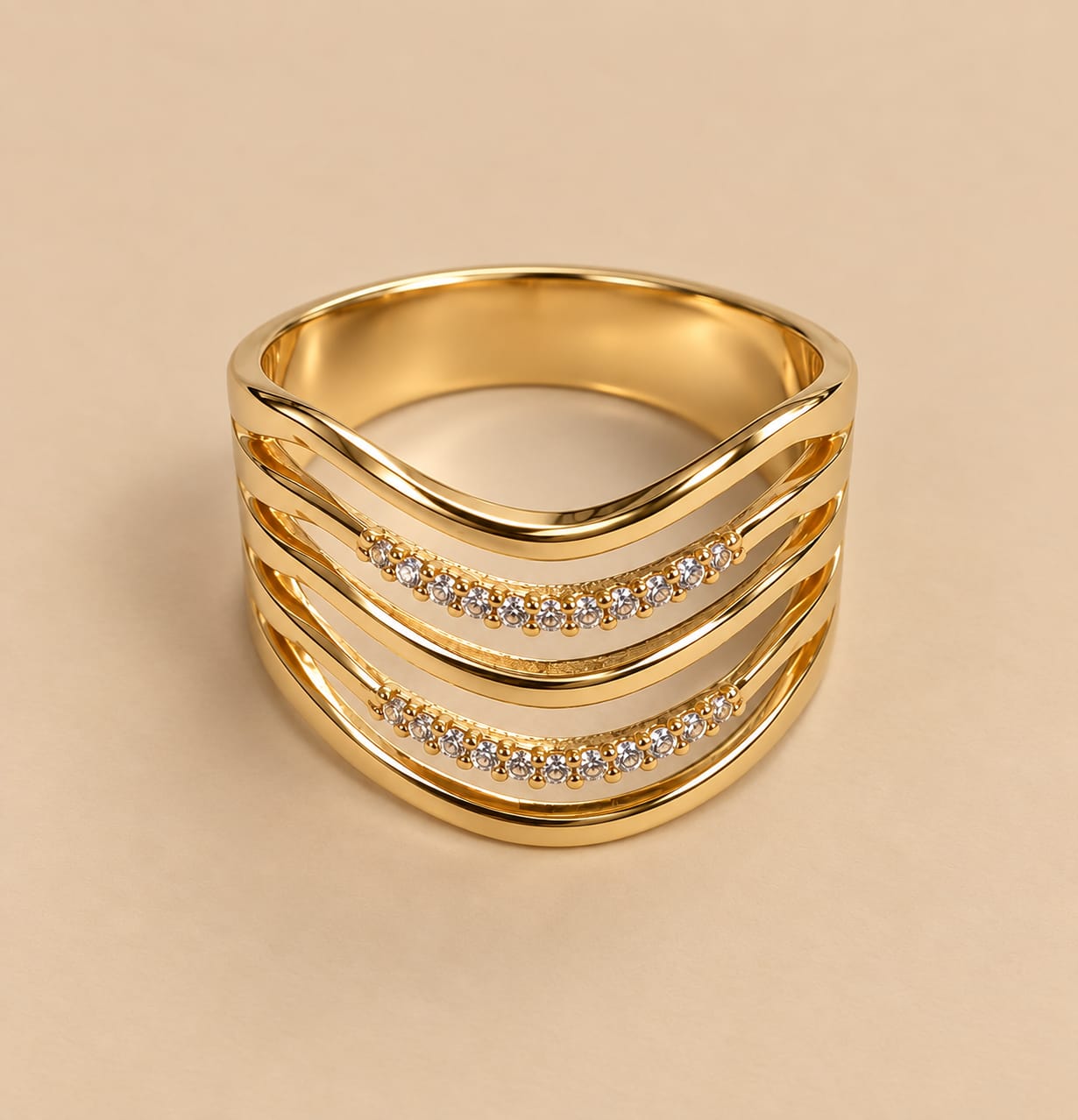 Anel Banhado a Ouro 5 aros