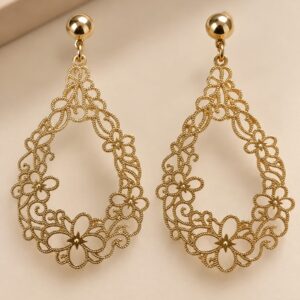 Brinco Banhado a Ouro gota floral