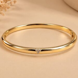 Bracelete Banhado a Ouro liso triangulo em zircônia