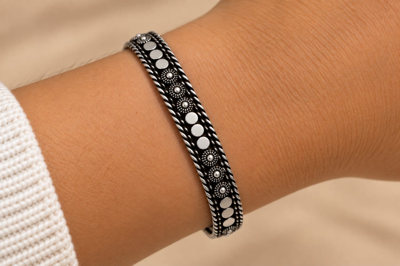 Pulseira Prata Legitima envelhecida pikun
