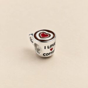 Berloque Separador Prata Legitima xícara "I Love coffee"