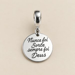 Berloque Prata Legitima "nunca foi sorte, sempre foi Deus"