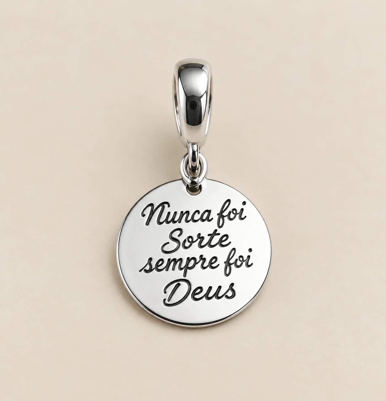 Berloque Prata Legitima “nunca foi sorte, sempre foi Deus”