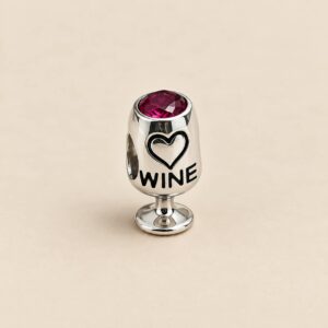 Berloque Prata Legitima taça de vinho