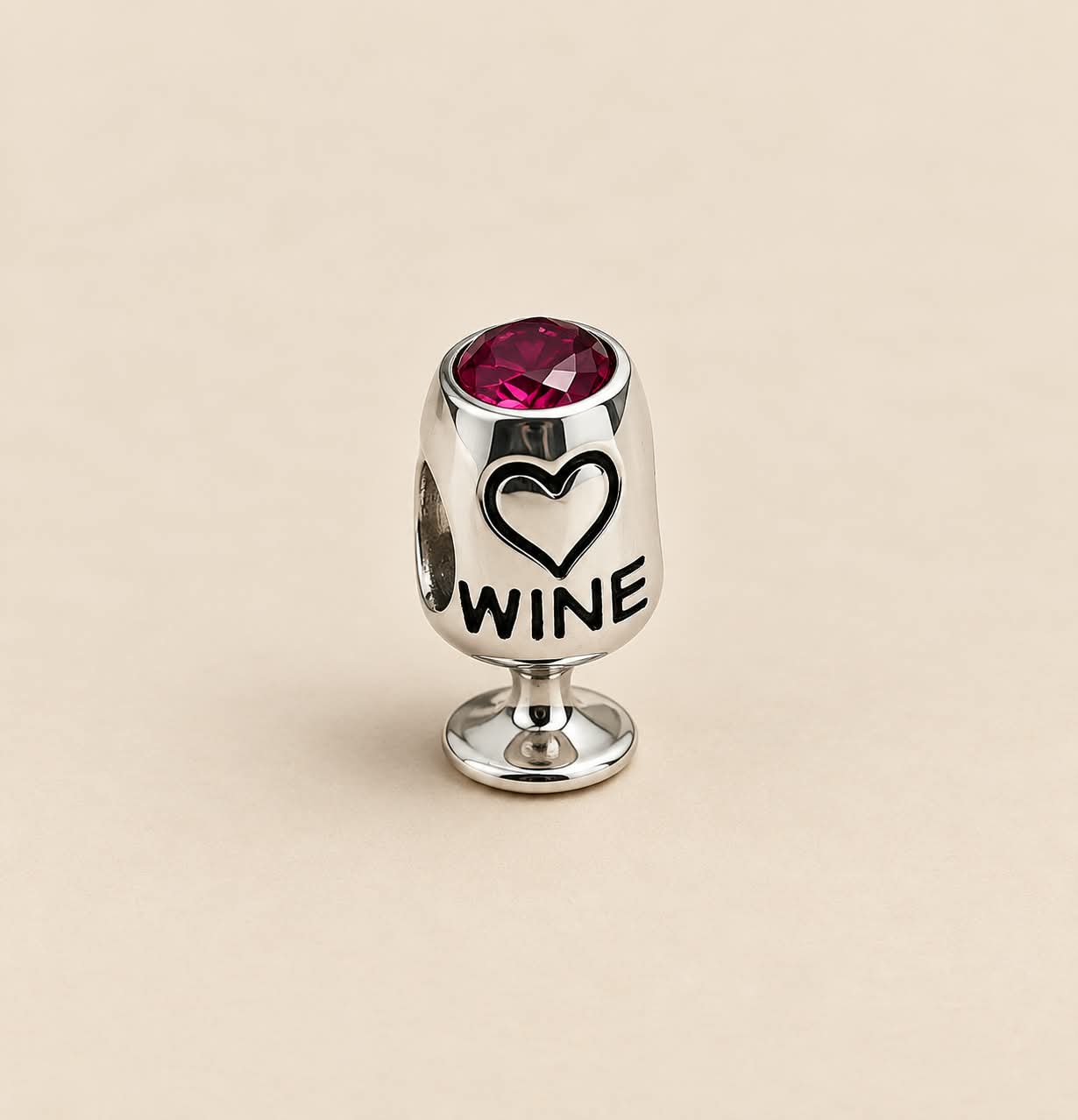 Berloque Prata Legitima taça de vinho