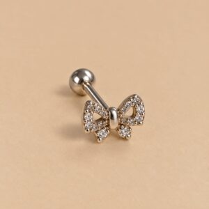 Piercing Prata Legitima laço cravejada