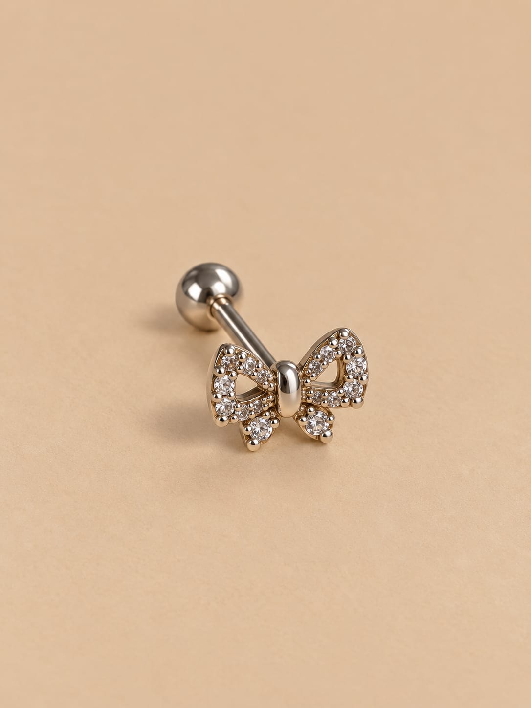Piercing Prata Legitima laço cravejada