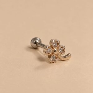 Piercing Prata Legitima trevo cravejado