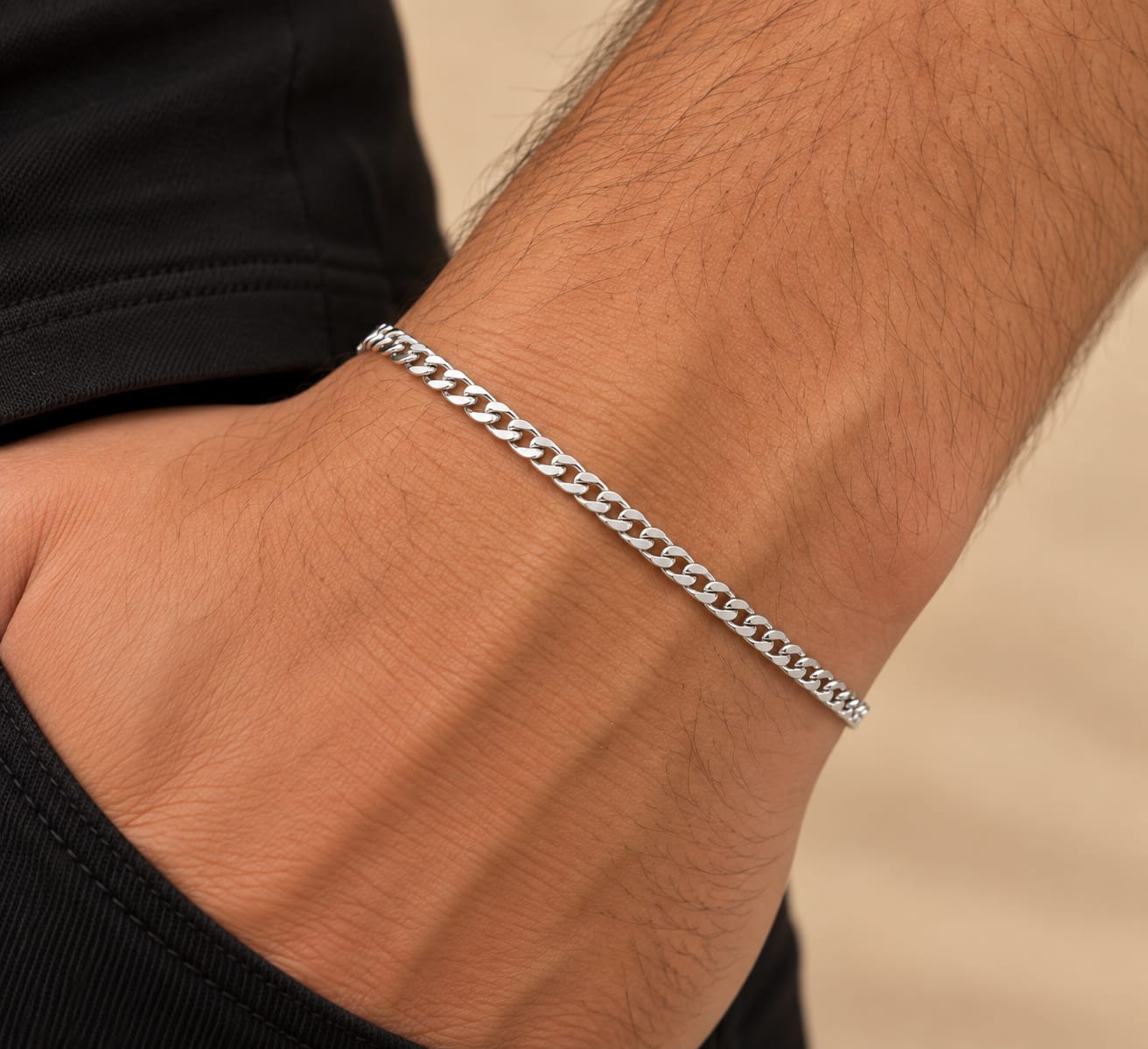 Pulseira Prata Legitima groumet super flat