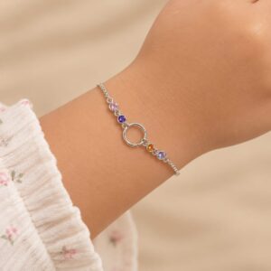 Pulseira Prata Legitima infantil argola e zircônias colors
