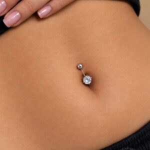 Piercing Prata Legitima de umbigo ponto de luz