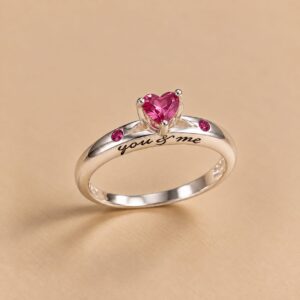 Anel Prata Legitima You & Me Pink