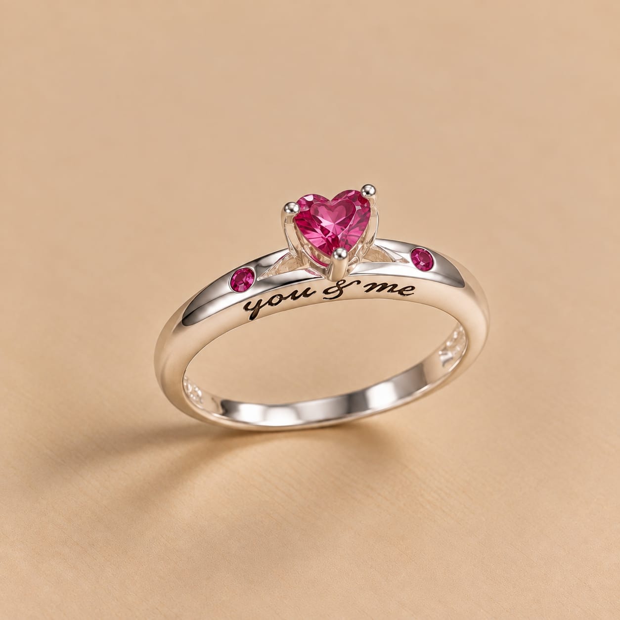 Anel Prata Legitima You & Me Pink