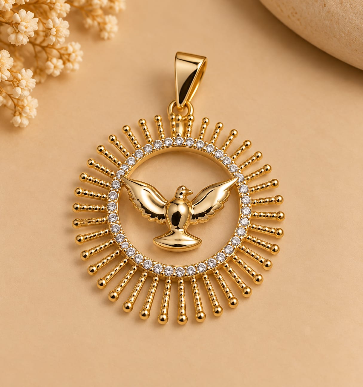 Pingente Banhado a Ouro Espirito Santo