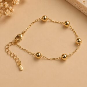 Pulseira Banhada a Ouro com bolinhas