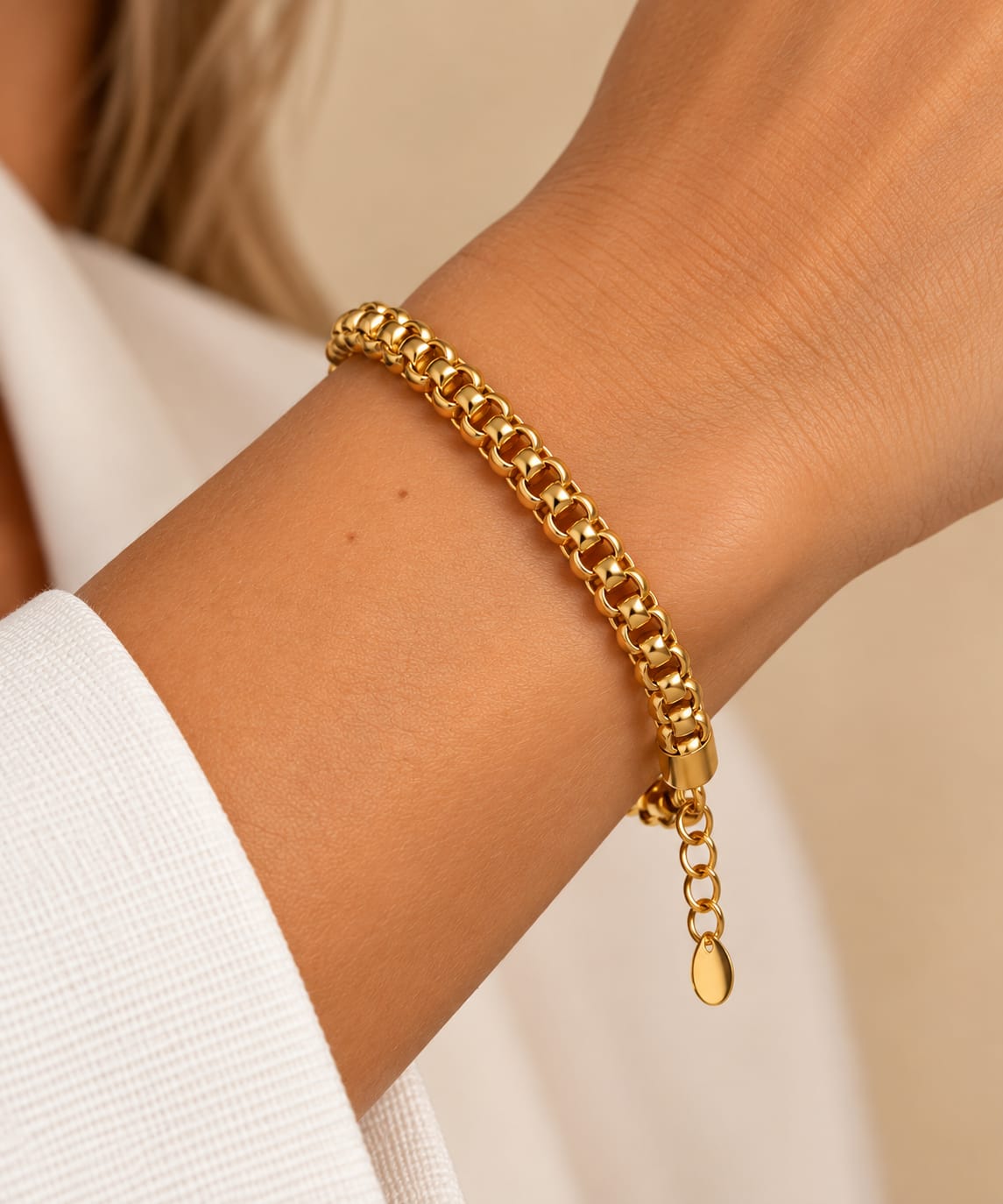 Pulseira Banhada a Ouro malha pipoca