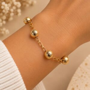 Pulseira Banhada a Ouro bolinhas acetinadas