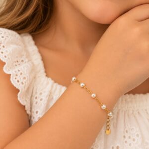 Pulseira Banhado a Ouro pérolas