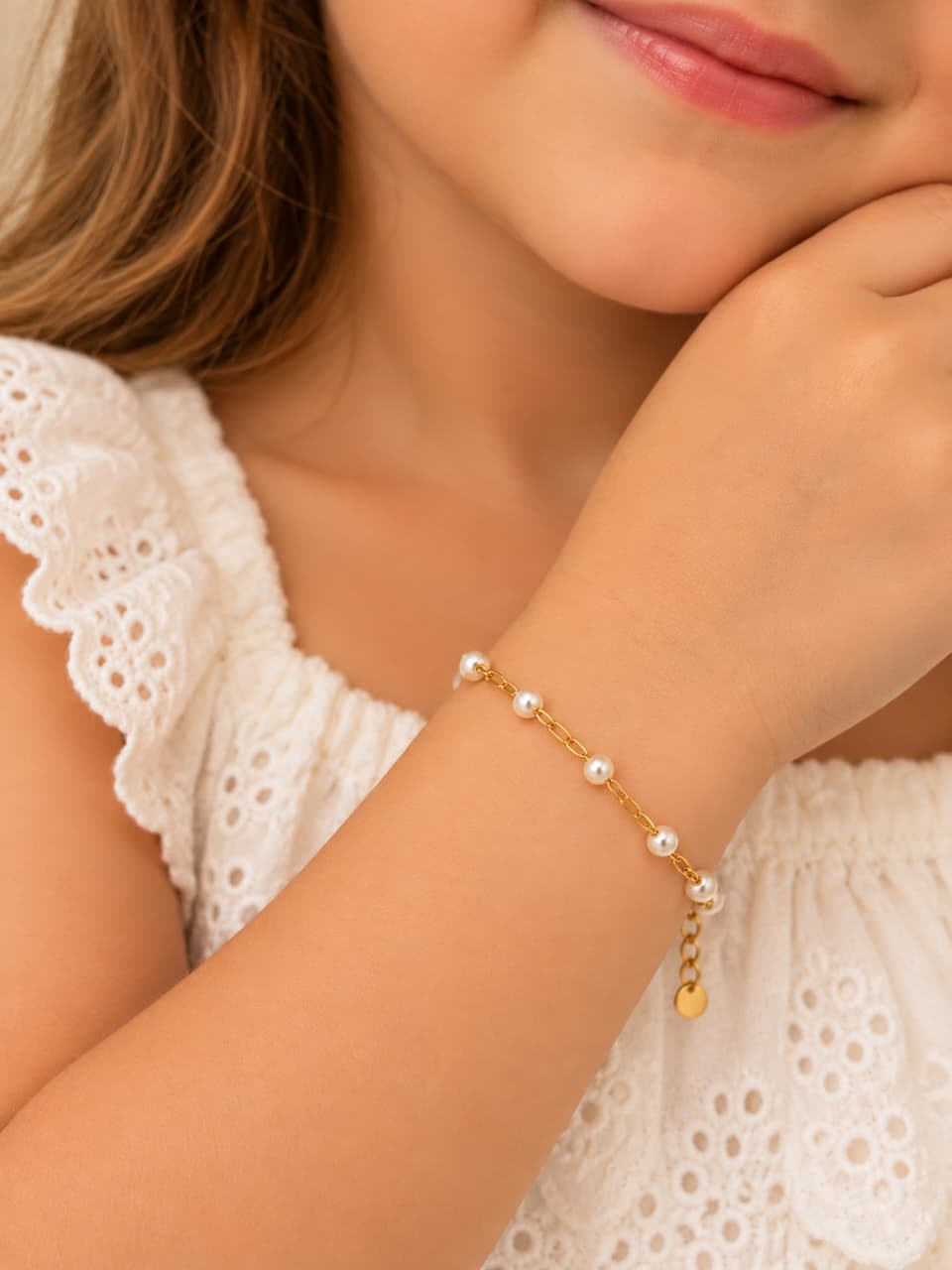 Pulseira Banhado a Ouro pérolas