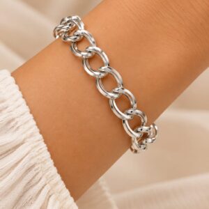 Pulseira Banhada a Prata elo duplo