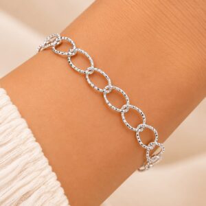 Pulseira Banhada a Prata elo trabalhado